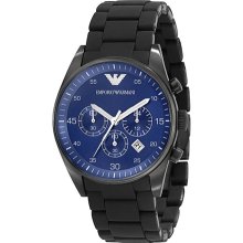 Emporio Armani Men's Sportivo AR5921 Black Stainless-Steel Quartz Watch with Blue Dial