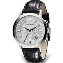 Emporio Armani Round Chronograph Watch with Black Strap, 43mm