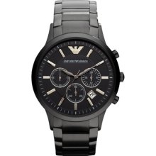 Emporio Armani Watch, Chronograph Black Ion Plated Stainless Steel Bra