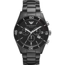 Emporio Armani Watch, Mens Chronograph Black Ceramic Bracelet AR1421
