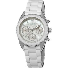 Emporio Armani Women s Sport Quartz Chronograph White Silicone Strap Watch