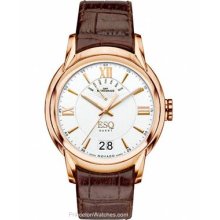 ESQ Mens Quest Retrograde Silver-Tone Dial Rose Gold-Tone 07301403