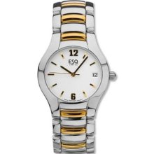 ESQ Men's Two Tone Stainless Steel Previa Quartz White Dial Midsize 07300671