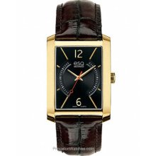 ESQ Movado Synthesis Mens Watch Black Dial Gold-Tone Brown 07301419