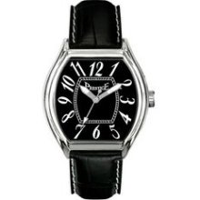 Europa Men`s Silver-tone Elegant Watch With Black Dial