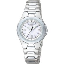 EW0320-56C - Citizen Eco-Drive 50m Ladies Calendar Stainless Steel White Dial Watch