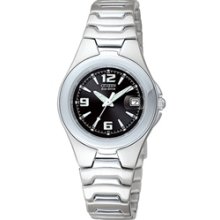 EW0320-56F - Citizen Eco-Drive 50m Ladies Calendar Stainless Steel Black Dial Watch