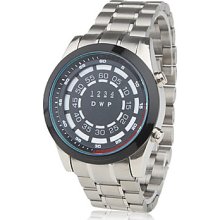 Fashion Auto LED Steel Watch Wrist Black Dial