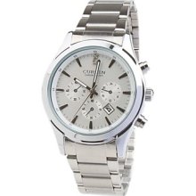 Fashion Men's White Dial Border Silver Silver Band Wrist Watch