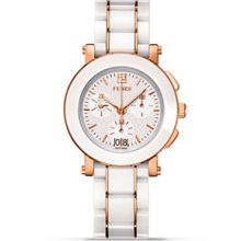 Fendi Round Ceramic Chrono Stainless Steel Watch, 38mm