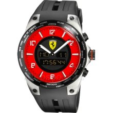 Ferrari Men's FE-05-ACC-RD Black Rubber Swiss Chronograph Watch with Digital Dial