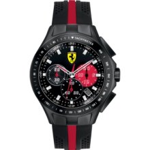 Ferrari Watch, Mens Chronograph Race Day Black and Red Silicone Strap