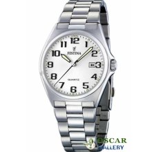 Festina Classic F16374/9 Men's White Dial Watch 2 Years Warranty