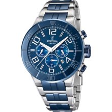 Festina Men's Chronograph Watch F16576/3 With Stainless Steel Strap And Blue Dial