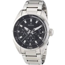 Festina Men's Quartz Watch With Black Dial Analogue Display And Silver Stainless Steel Bracelet F16608/6
