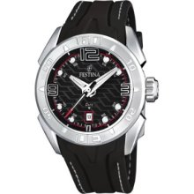 Festina Men's Quartz Watch With Black Dial Analogue Display And Black Rubber Strap F16505/3