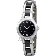 FMD Black Dial Nickle-Plated Brass and Black Ceramic Ladies Watch
