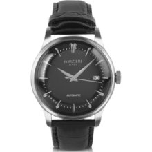 Forzieri Designer Men's Watches, Savona - Black Croc-Embossed Automatic Watch