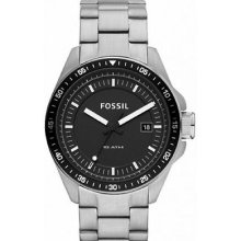 Fossil Am4385 St.steel Bazel Black Dial Wr.165' Date Watch