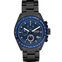 Fossil Blue Dial Watch in Black