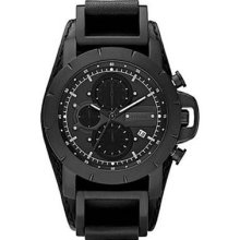 Fossil Chronograph Black Leather Mens Watch