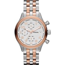 Fossil Compass Two-Tone Chronograph Ladies Watch JR1433