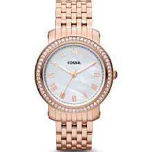 Fossil Es3186 Emma Rose Gold Tone Stainless Steel Bracelet Women's Watch