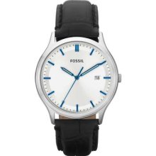 Fossil Gent's White Round Dial Leather Strap FS4671 Watch