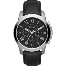 Fossil Grant Chronograph Leather Watch - Black - FS4812