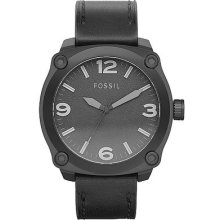 Fossil Jr1338 Mens Black Leather Strap 47mm Watch $125 Black Face