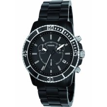Fossil Men's Ch2623 Black Plastic Bracelet Black Analog Dial Chronograph Watch