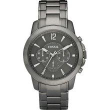 Fossil Mens Grant Chronograph Stainless Watch - Gunmetal Bracelet - Gray Dial - FS4584