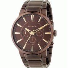 Fossil Men's Japanese Quartz Chronograph Bronze-tone Dial Bracelet Watch