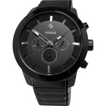 Fossil Men's Stainless Steel Case and Bracelet Chronograph Black Tone Dial FS4531