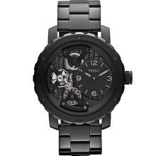 Fossil Nate IP Twist Watch In Black