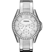Fossil 'Riley' Round Crystal Bezel Bracelet Watch, 38mm