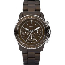 Fossil Stella Brown Dial Chronograph Aluminum Ladies Watch CH2746