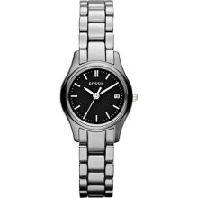 Fossil Women's Archival CE1073 Silver Ceramic Analog Quartz Watch with Black Dial
