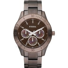Fossil Womens Stella Chronograph Stainless Watch - Brown Bracelet - Brown Dial - ES3021