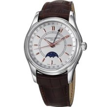 Frederique Constant Men's Index Swiss Made Automatic Black Leather Strap Watch