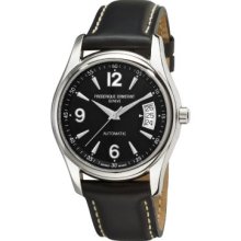 Frederique Constant Men's Junior Automatic Exhibition Caseback Black Leather Strap Watch