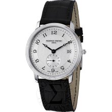 Frederique Constant Mens Slim Line Silver Dial Black Strap Watch Fc-245as4s6