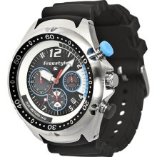 Freestyle Mens Hammerhead Chrono XL Stainless Watch - Black Rubber Strap - Black Dial - FS81324