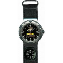 Frontier Watches Black US Marines Velcro Strap Watch with Compass