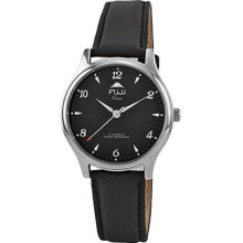 Fuji Time Men's Adatara Silver Tone Watch in Black