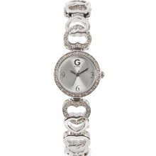 G by GUESS Heart Jewelry Silver-Tone Watch