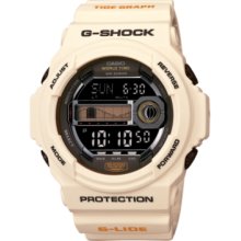 G-Shock Watch, Mens Digital Tidegraph White Resin Strap 53x55mm GLX150