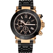 Gc Swiss Made Timepieces Watch, Mens Chronograph Black Ion Plated Stai