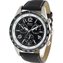 Geneva Platinum Men's Chronograph-Style Watch, Genuine Leather