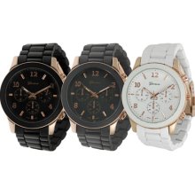 Geneva Platinum Mens Chronograph-Style Link Watch White